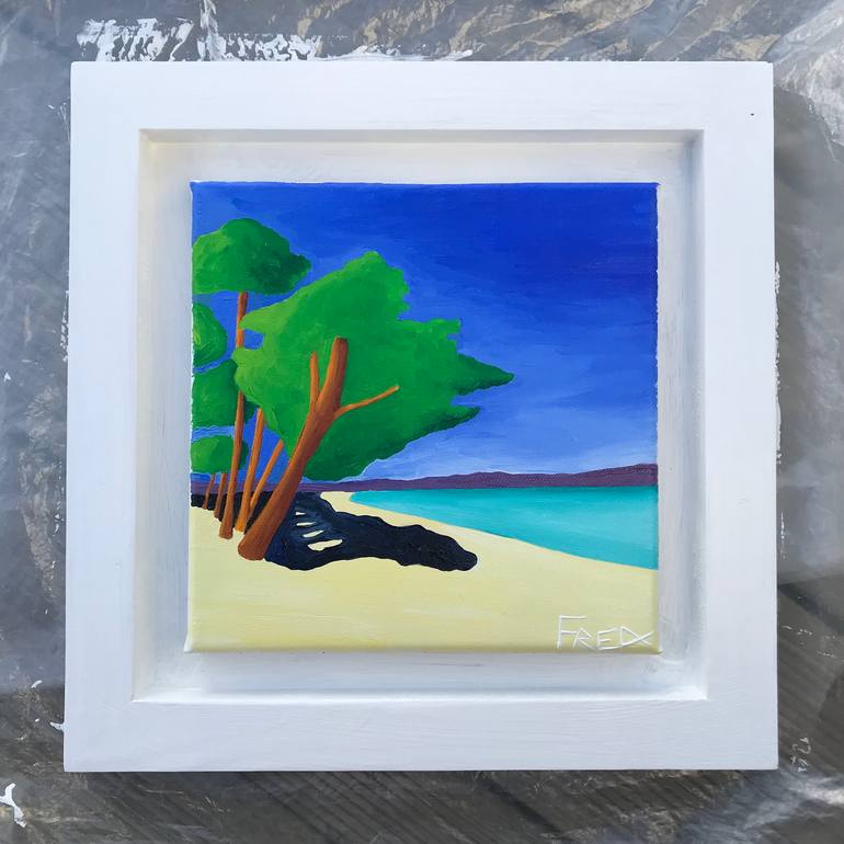 Original Art Deco Beach Painting by Frederic Cadiou