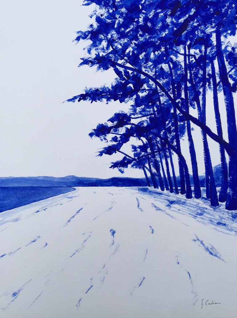 Cap Coz beach - ultramarine blue #7 Painting
