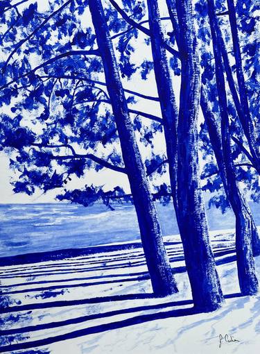 Original Art Deco Beach Paintings by Frederic Cadiou