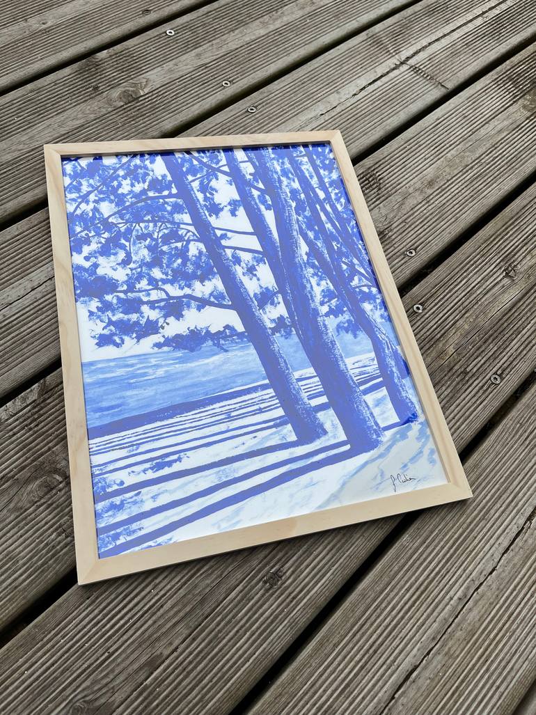 Original Art Deco Beach Painting by Frederic Cadiou