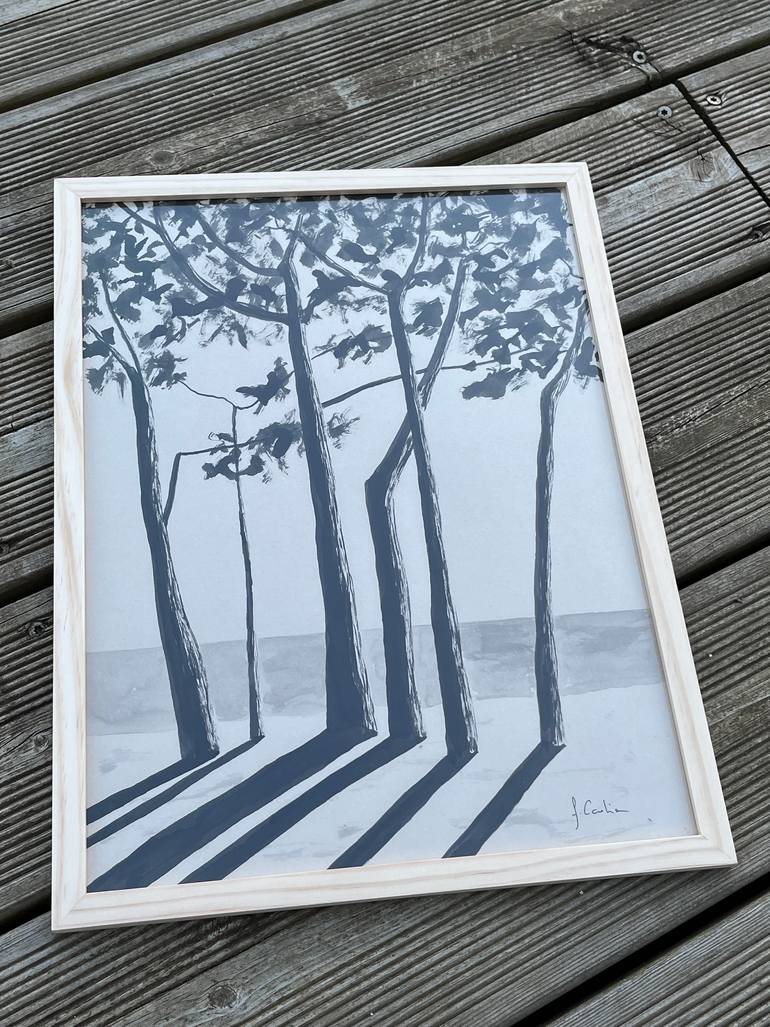 Original Art Nouveau Beach Painting by Frederic Cadiou