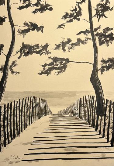 Original Art Deco Beach Paintings by Frederic Cadiou