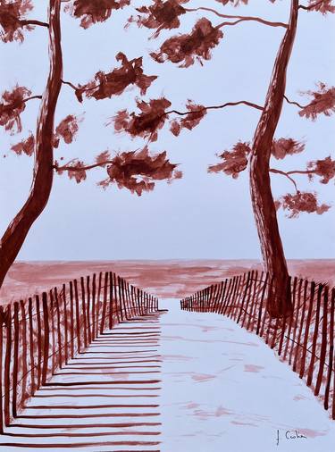 Original Art Deco Beach Paintings by Frederic Cadiou
