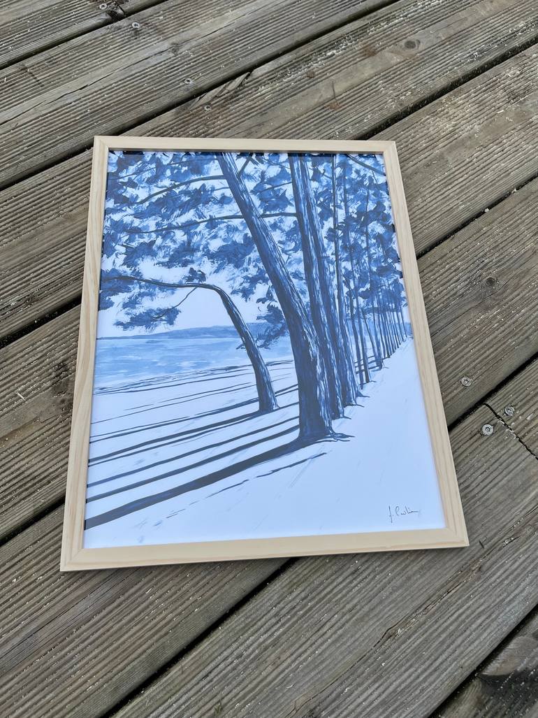 Original Art Deco Beach Painting by Frederic Cadiou