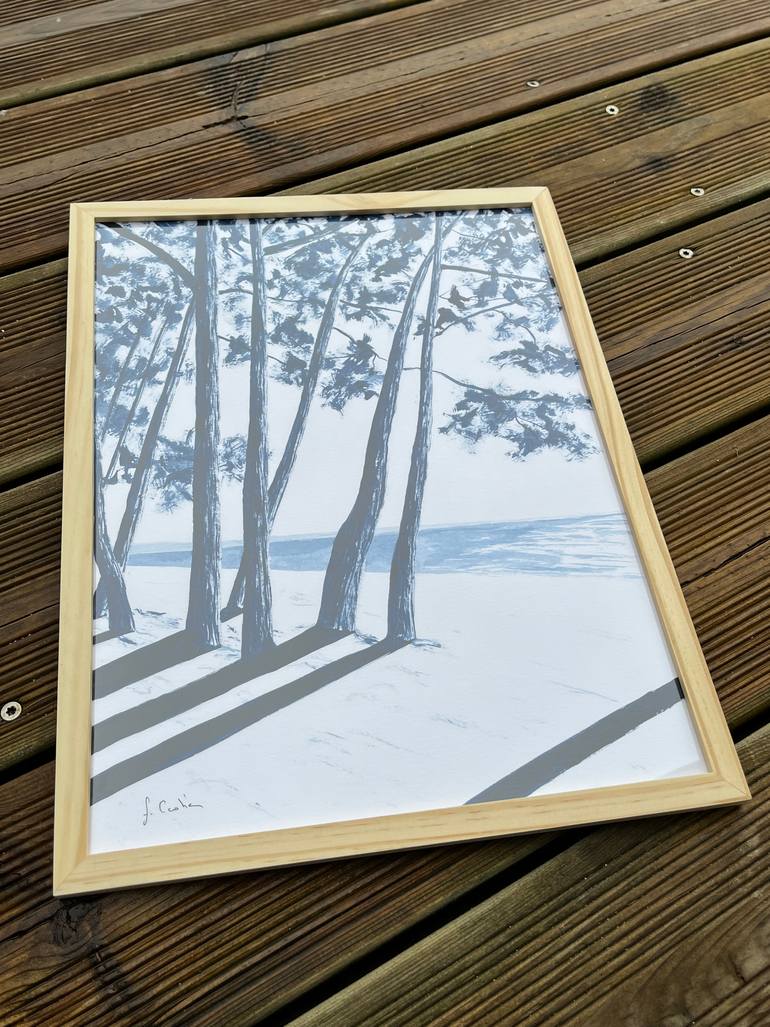 Original Art Deco Beach Painting by Frederic Cadiou