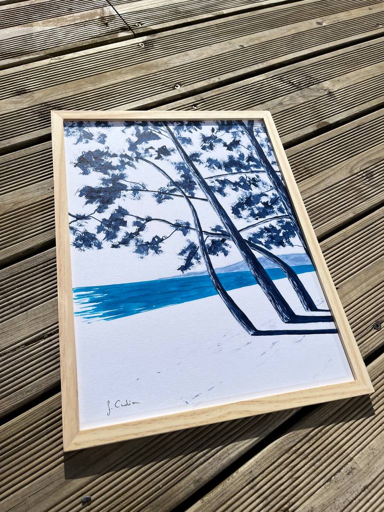 Original Art Deco Beach Painting by Frederic Cadiou