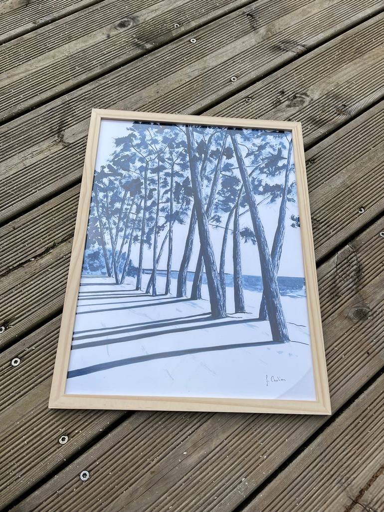 Original Art Deco Beach Painting by Frederic Cadiou