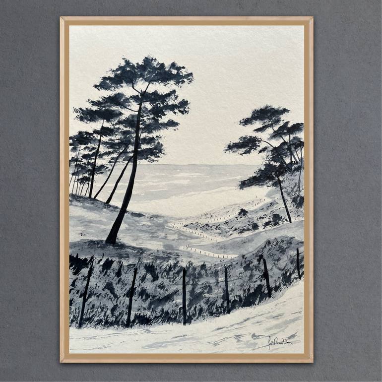 Original Art Deco Landscape Painting by Frederic Cadiou
