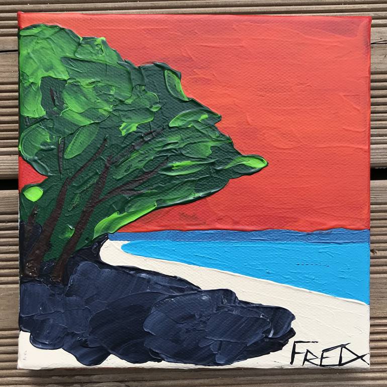 Original Beach Painting by Frederic Cadiou