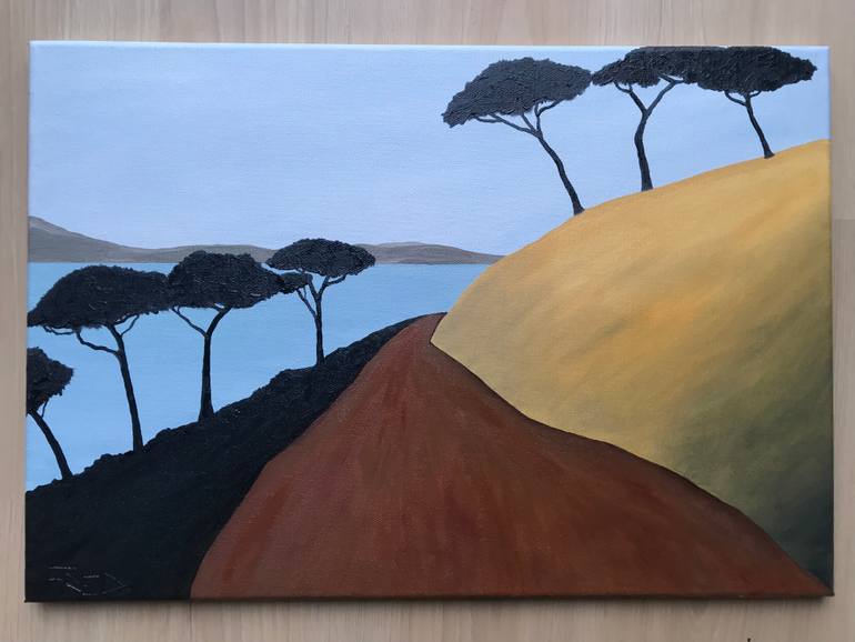 Original Art Deco Landscape Painting by Frederic Cadiou