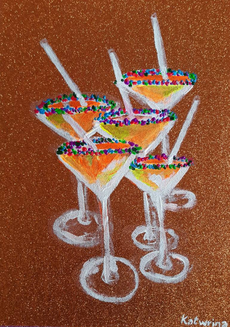 Martini glasses, party , decio kitchen (2022) Painting by Katwrina Golban