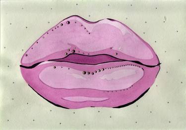 Violet lips , 紫羅蘭色的嘴唇，淺綠色的背景 (2019) thumb