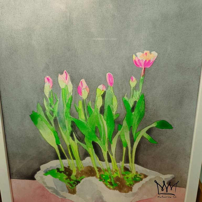 Original Contemporary Floral Painting by Katwrina Golban