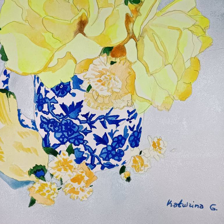 Original Contemporary Floral Painting by Katwrina Golban