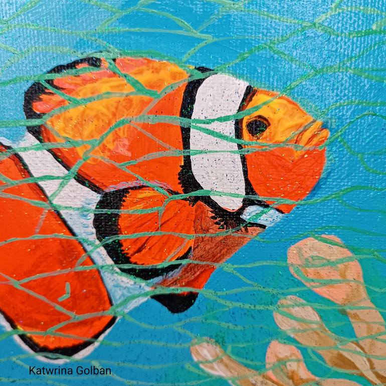 Original Conceptual Fish Painting by Katwrina Golban