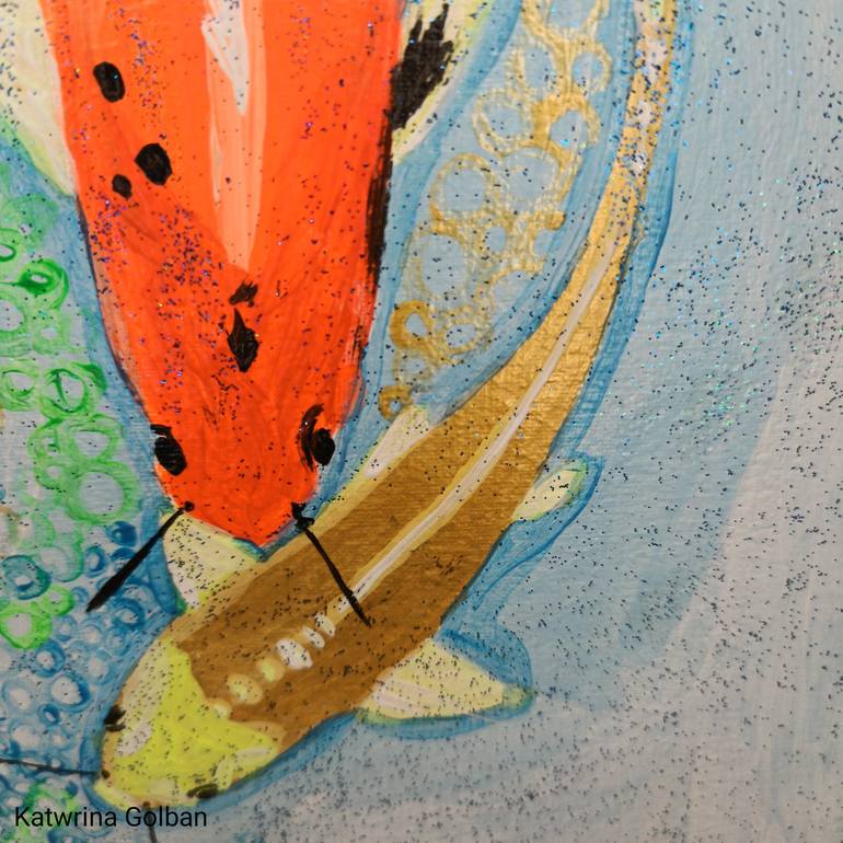 Original Abstract Expressionism Fish Painting by Katwrina Golban