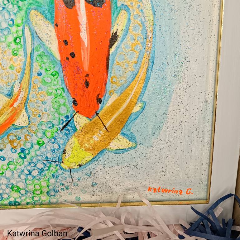 Original Abstract Expressionism Fish Painting by Katwrina Golban