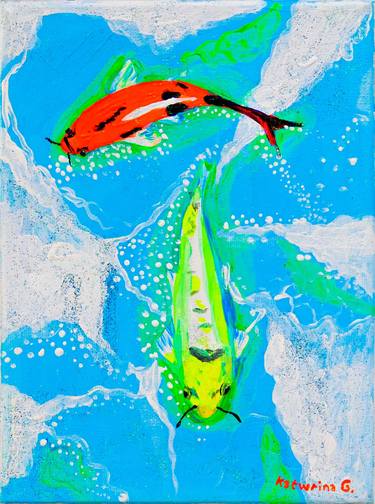 Print of Expressionism Fish Paintings by Katwrina Golban