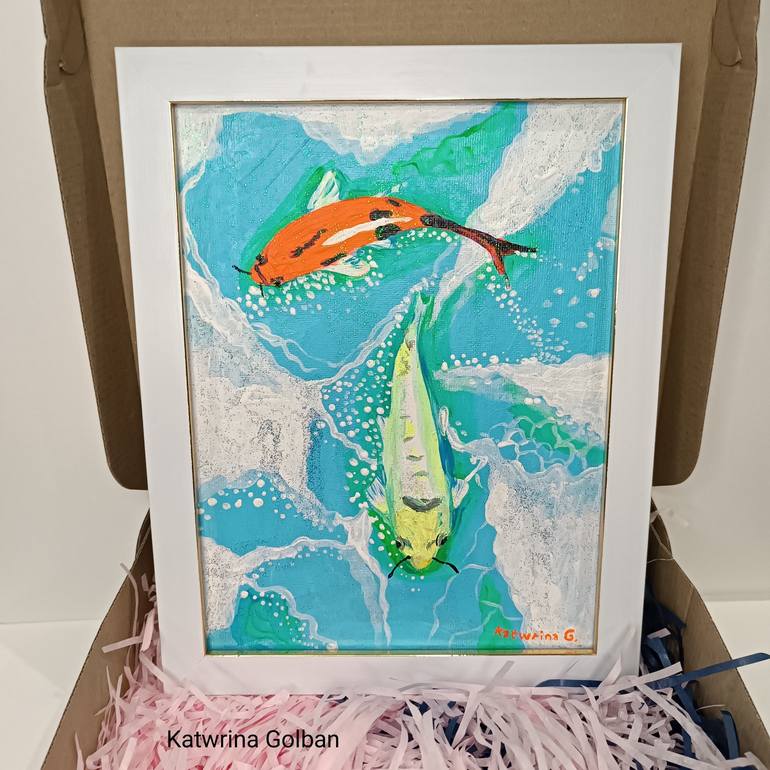 Original Expressionism Fish Painting by Katwrina Golban