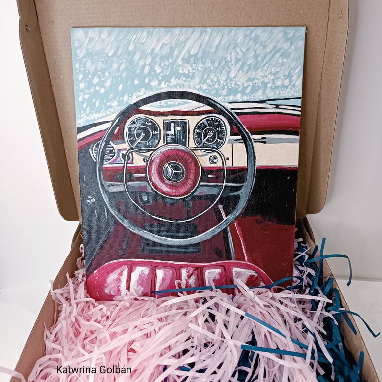 Original Abstract Transportation Painting by Katwrina Golban