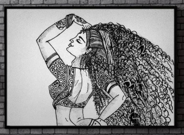 Original Figurative Women Drawing by Puja Kapil