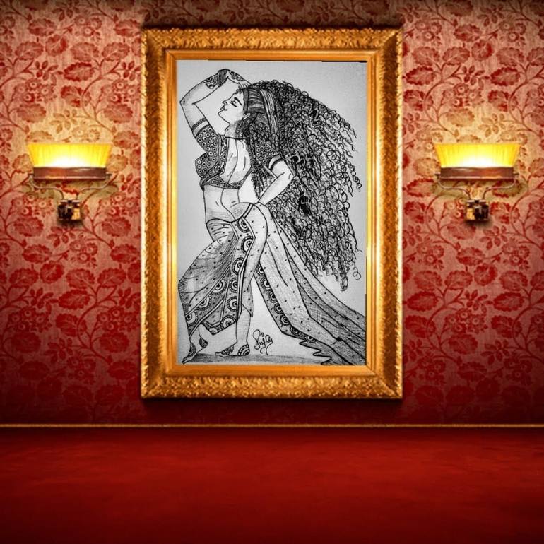 Original Figurative Women Drawing by Puja Kapil