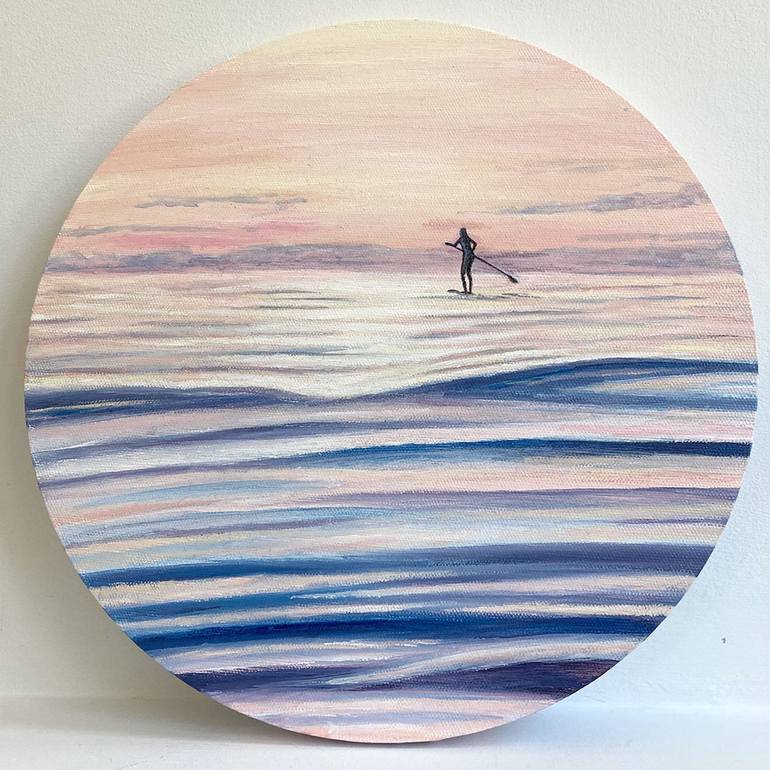 Peace and Paddle Fine Art Print Yoga Watercolor Painting Paddle Board Yoga  Gift Paddle Boarding Art Man Paddle Boarding 