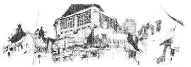 Original Street Art Architecture Drawings by Si Chan
