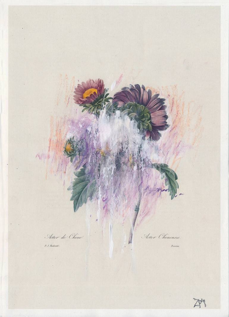 Original Abstract Expressionism Botanic Mixed Media by Zlatka Paneva