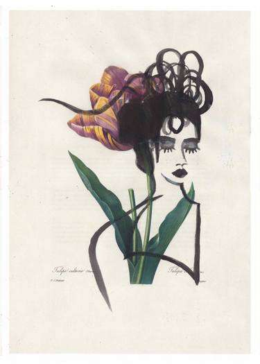 Original Abstract Expressionism Floral Drawing by Zlatka Paneva