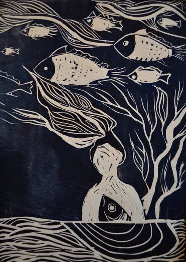 Original Fish Printmaking by Adriana Vilcu