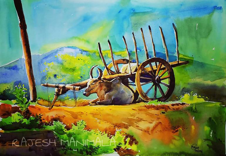 Original Illustration Landscape Painting by Rajesh Manimala