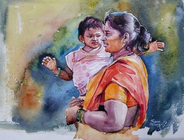 Print of Figurative Children Paintings by Rajesh Manimala