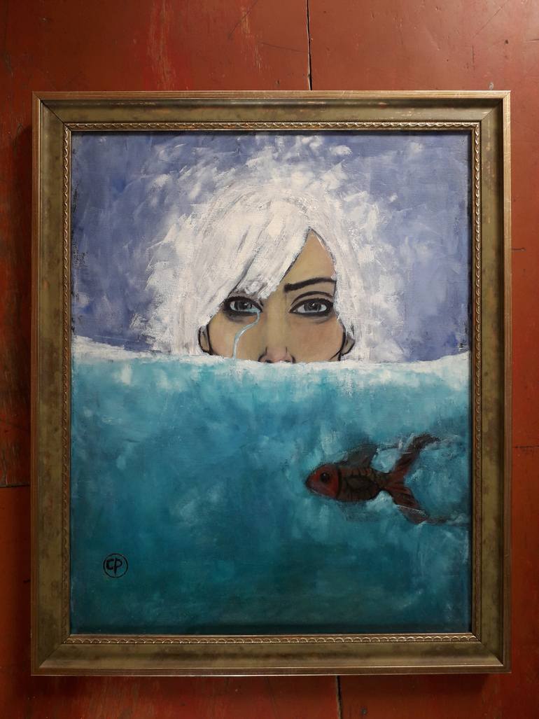 Original Expressionism People Painting by Cp Artist