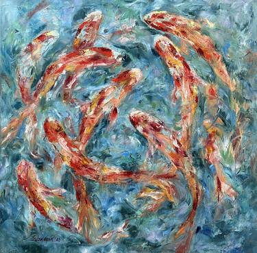 Original Abstract Fish Paintings by Jelena Sultanova