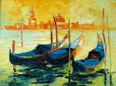 Original Expressionism Boat Paintings by Tetiana Solodukhina