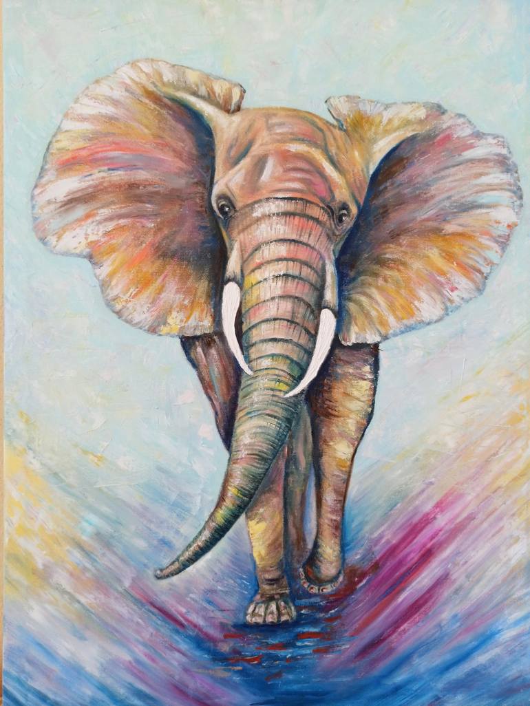 African Elephant Painting by Sveta Makarenko | Saatchi Art