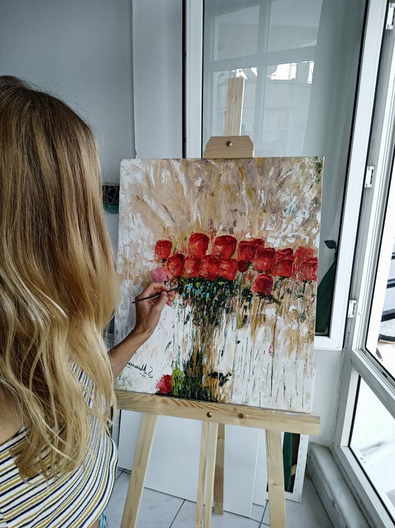 Original Abstract Floral Painting by Sveta Makarenko