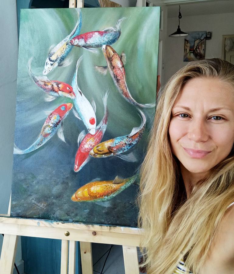 Original Expressionism Fish Painting by Sveta Makarenko