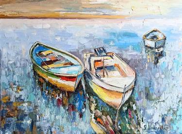 Original Abstract Boat Paintings by Sveta Makarenko