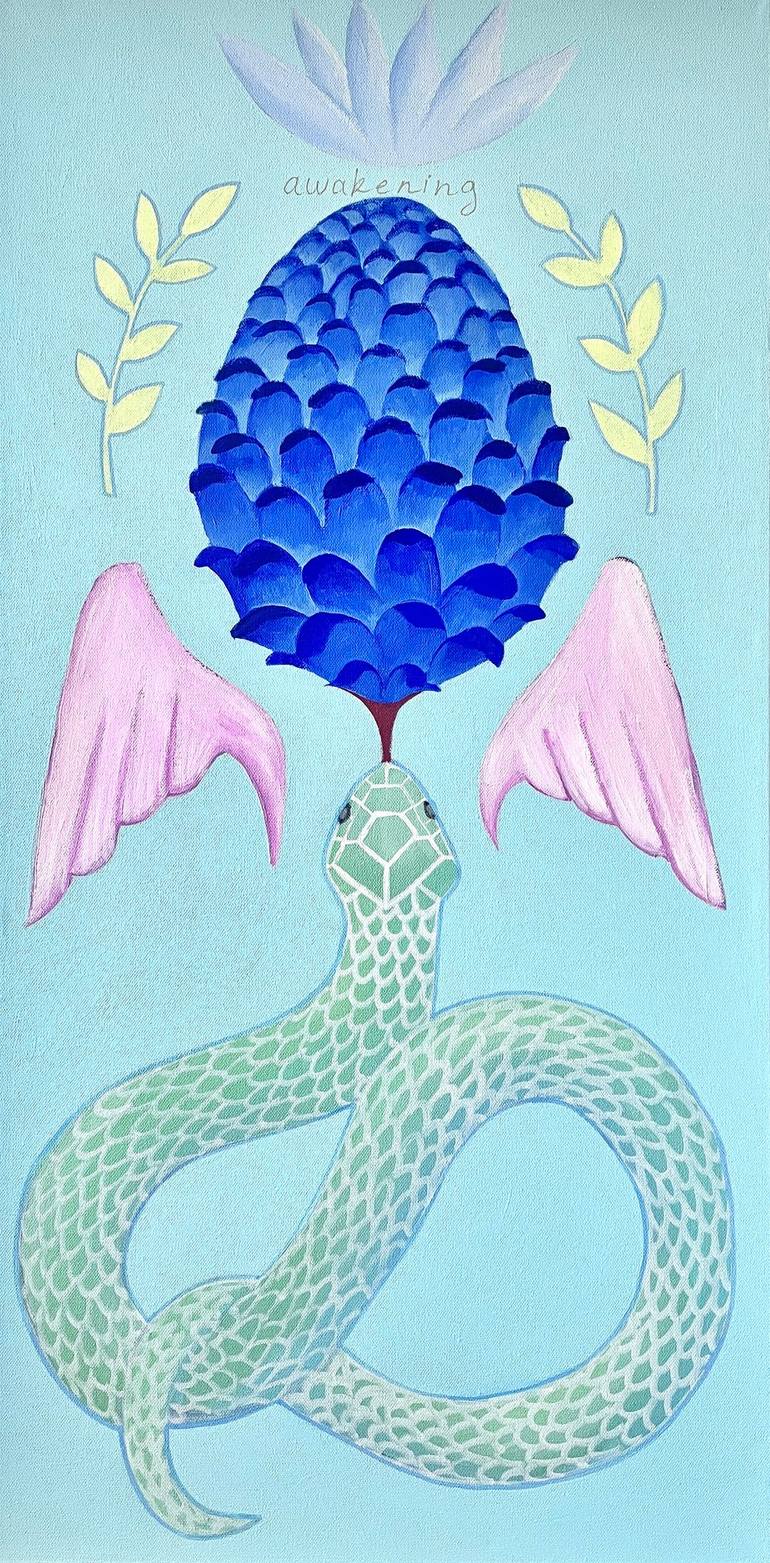 Original Nature Painting by Daria Borisova | Surrealism Art on Canvas | Awakening, acrylic on canvas, 18 x 36 in