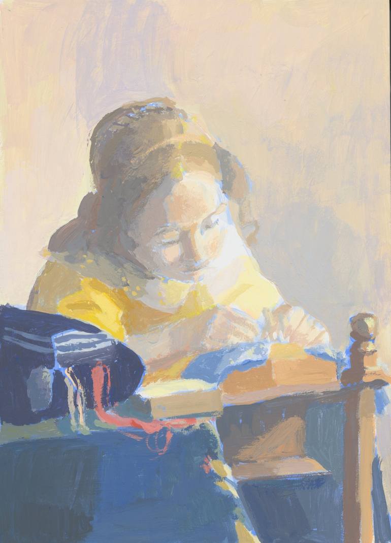 Study after Vermeer's The Lacemaker Painting by Sara Fletcher | Saatchi Art