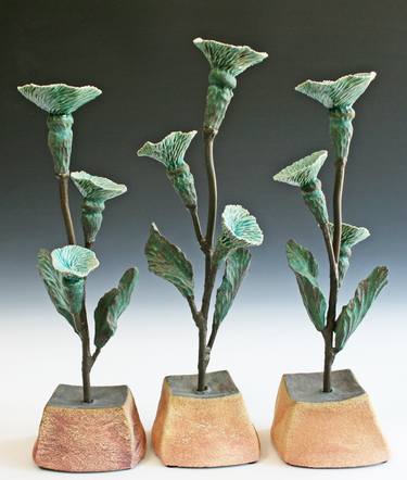 Original Abstract Floral Sculpture by SUZANNE M KANE