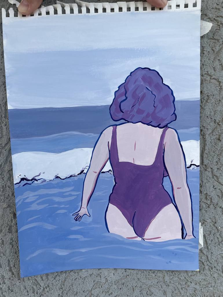 Original Contemporary Beach Painting by Ksenia Baryniya Zhornikova