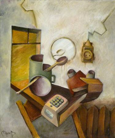 Original Cubism Still Life Paintings by Eduards Normaals