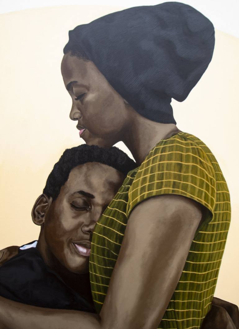 Original Realism People Painting by Switzin Twikirize