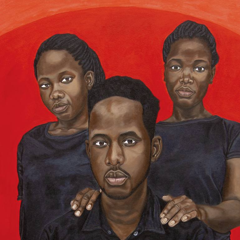Original Figurative People Painting by Switzin Twikirize