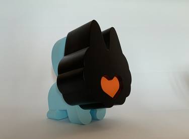 cat in love (black/blue green pale) limited edition of 10 thumb