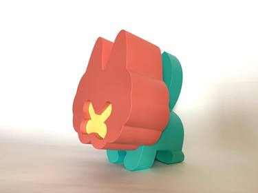Angry Cat (cadmium red light/turquoise green) - limited edition of 10 thumb