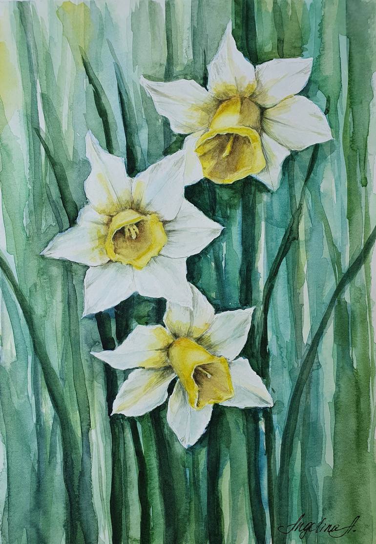 Daffodils Painting by Angelina Aderikho | Saatchi Art